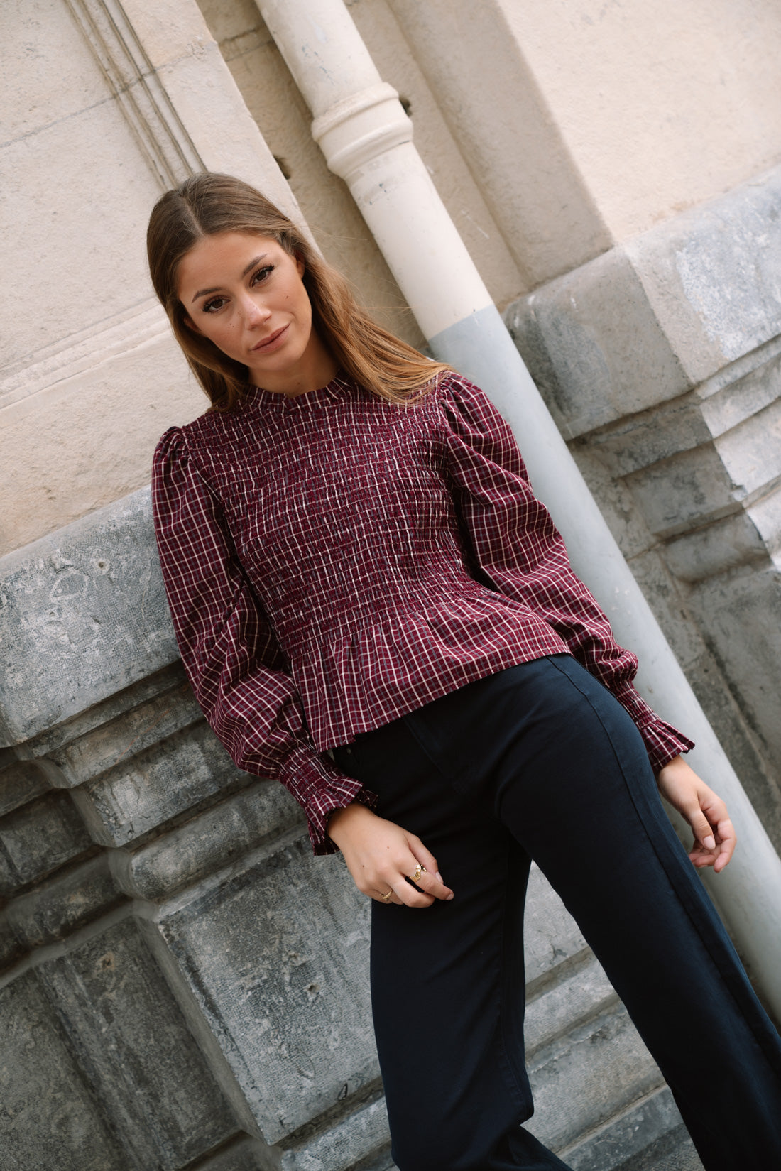 Blusa PLUMM  tartan vino