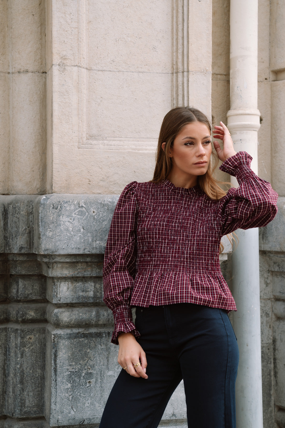 Blusa PLUMM  tartan vino