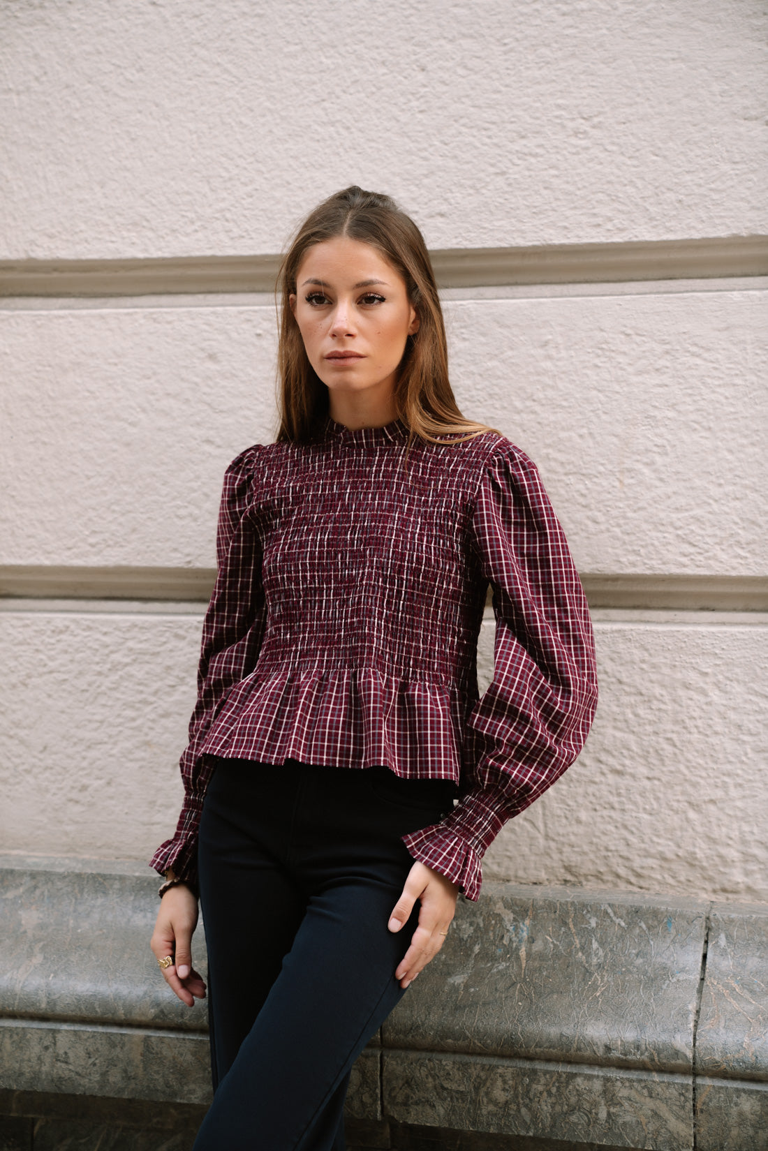 Blusa PLUMM  tartan vino