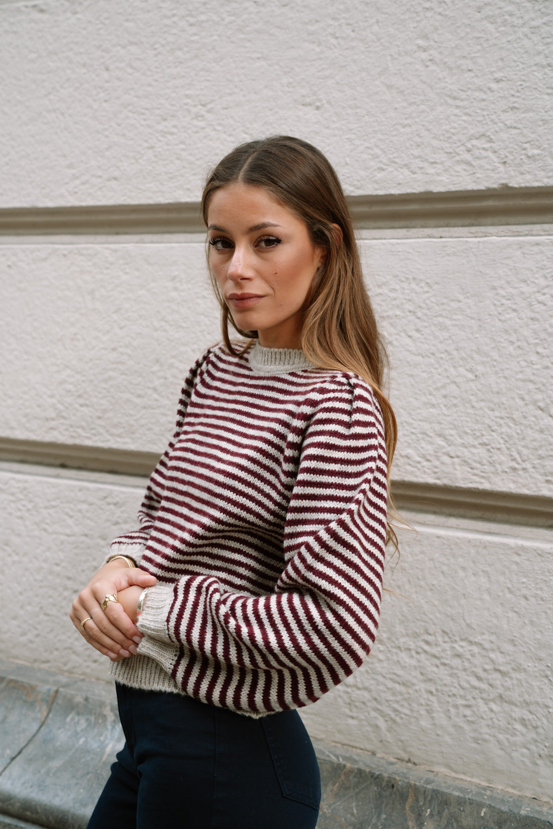 Jersey SHOULY rayas vino