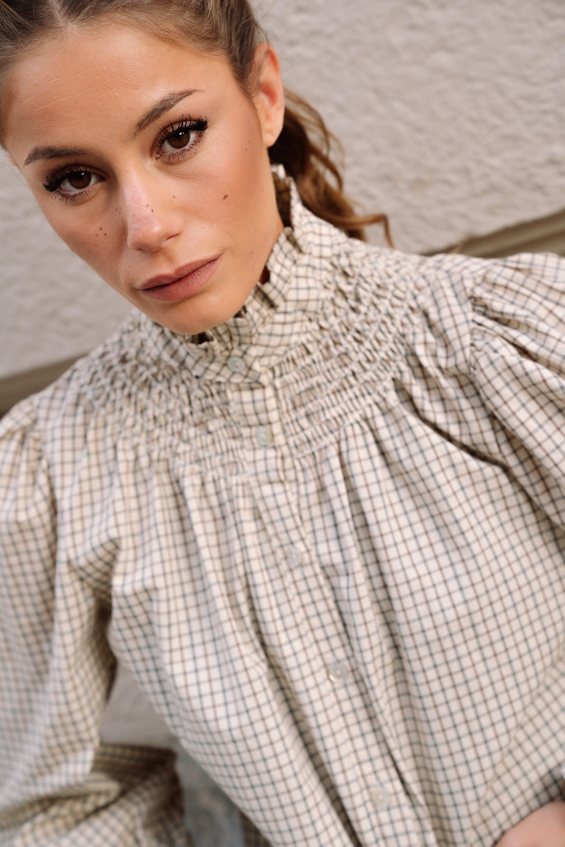 Camisa KHUINA tartán beige