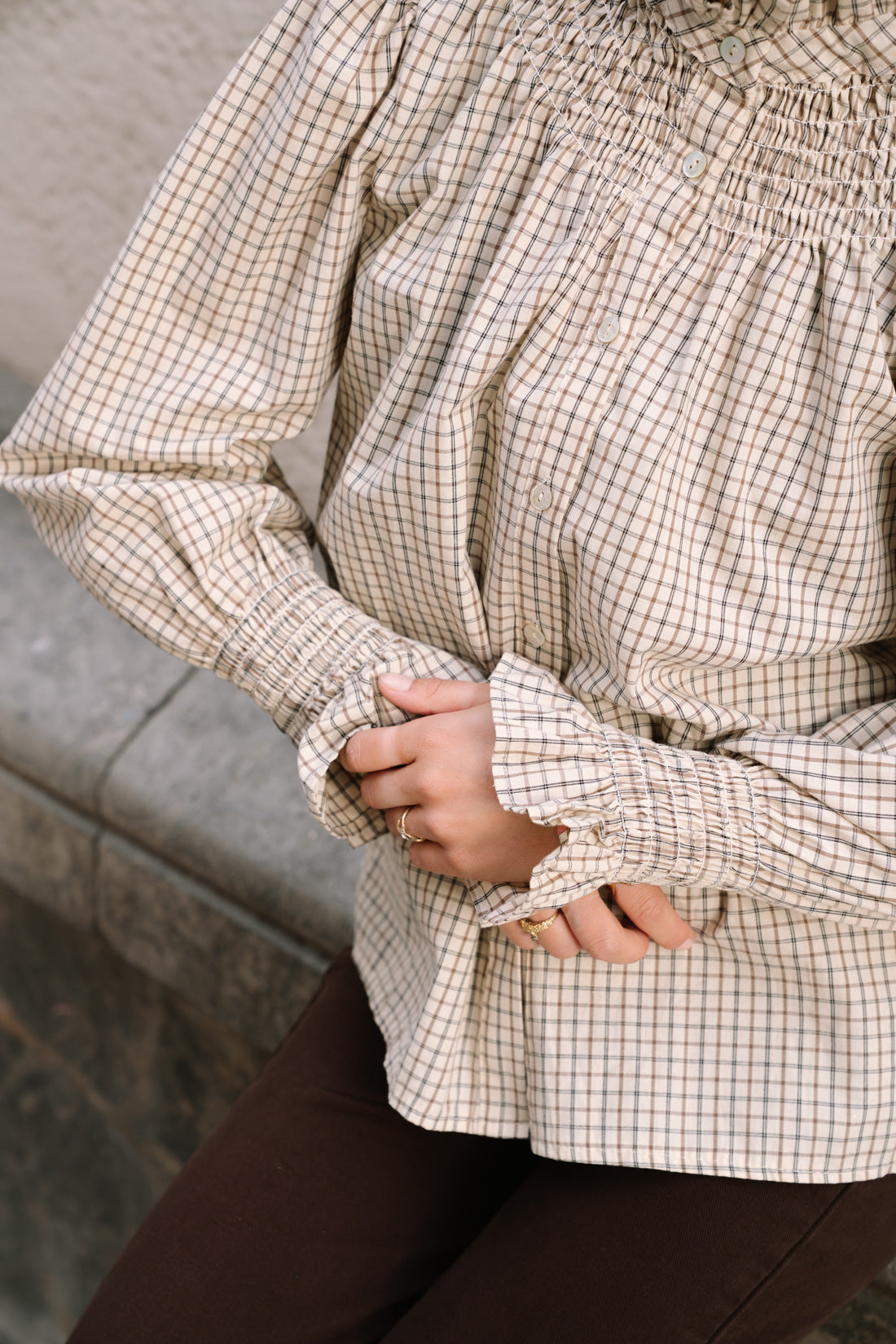 Camisa KHUINA tartán beige