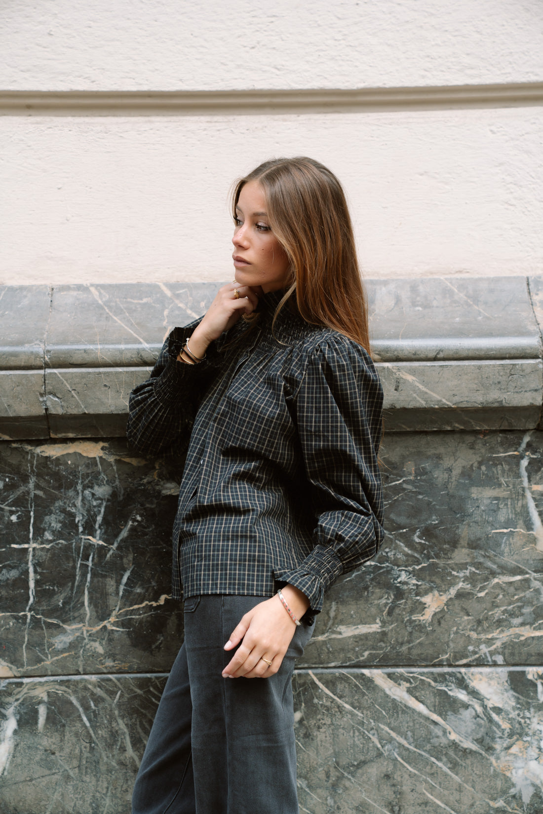 Camisa KHUINA tartan negro