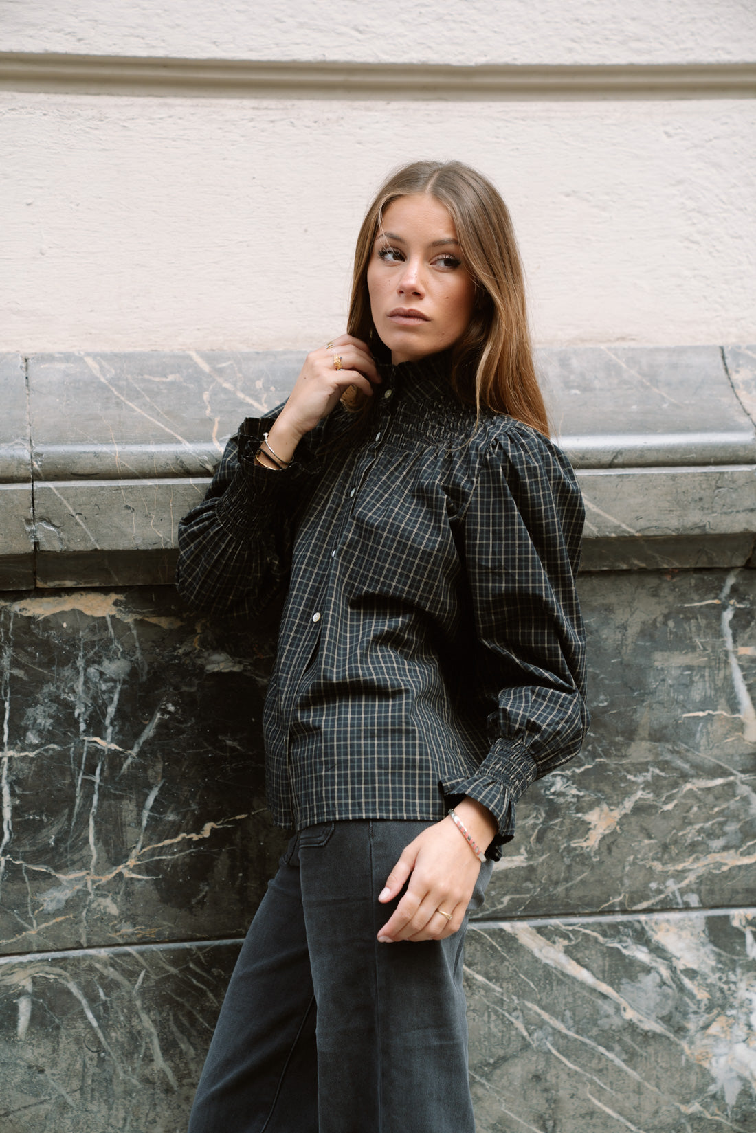 Camisa KHUINA tartan negro