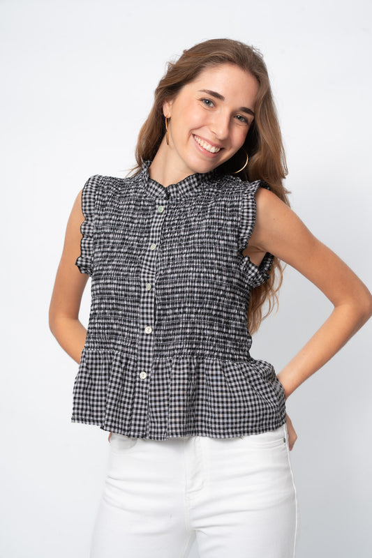 Blusa ANETT vichy negro