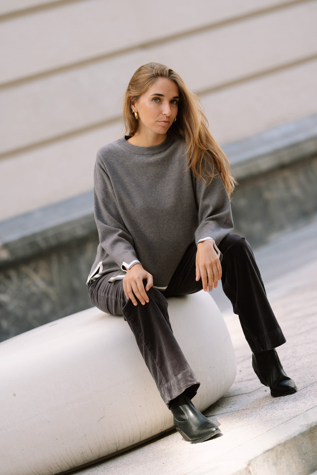 Pantalón FORY micropana gris
