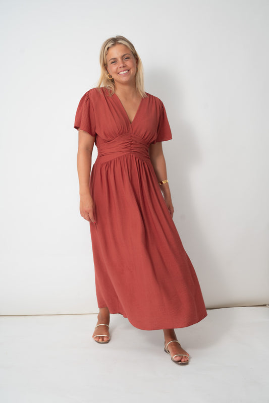 Vestido TURIA terracota