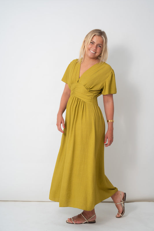 Vestido TURIA mostaza.