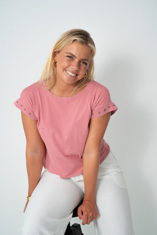 Camiseta STARS rosa lavada