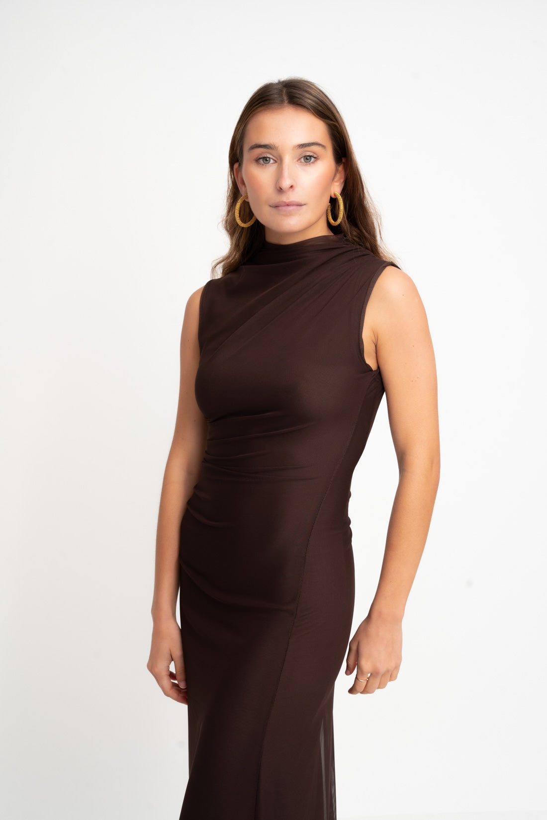 Vestido OLAS tul marrón