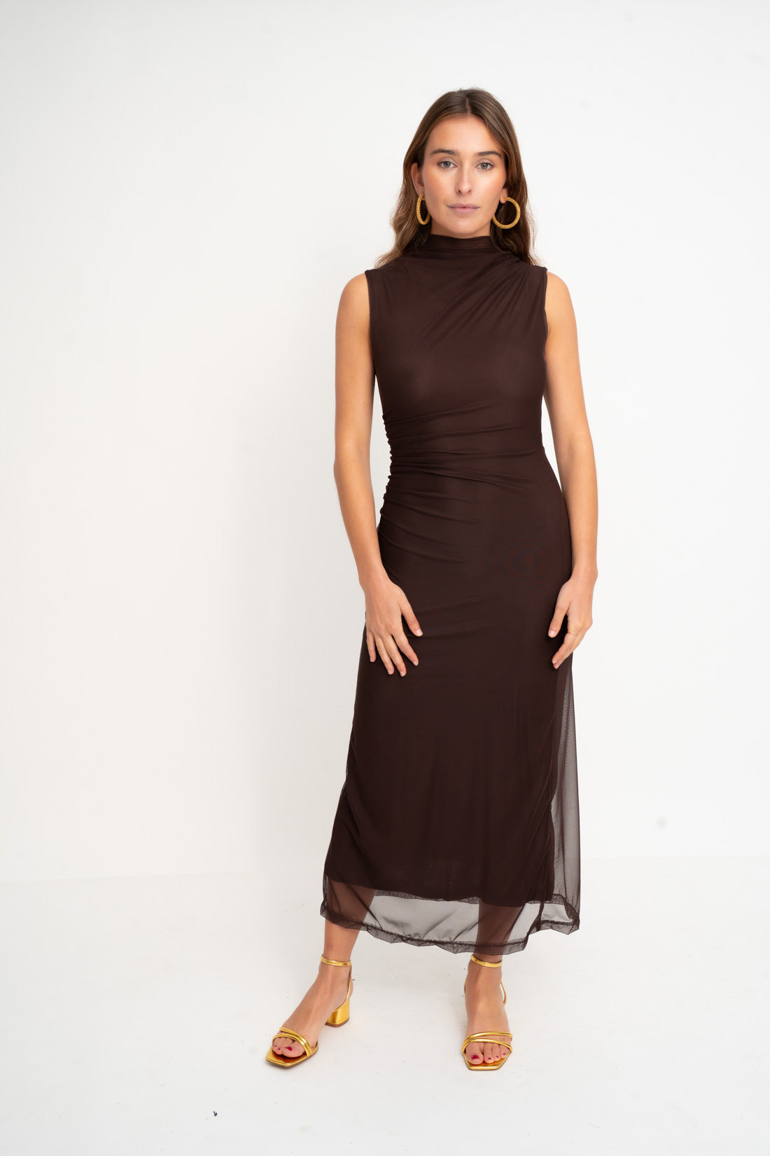 Vestido OLAS tul marrón