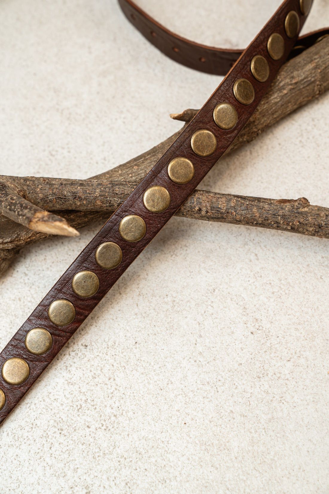 Cinturon tachas marrón