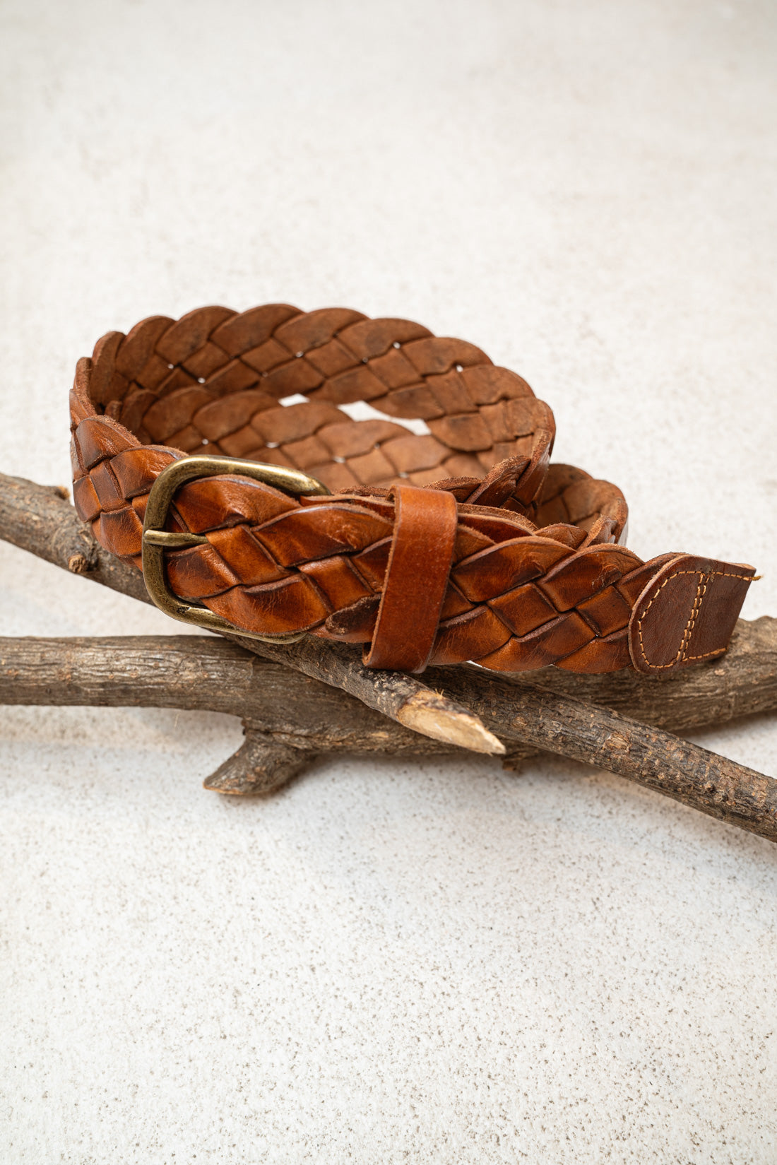 Cinturón trenzado camel