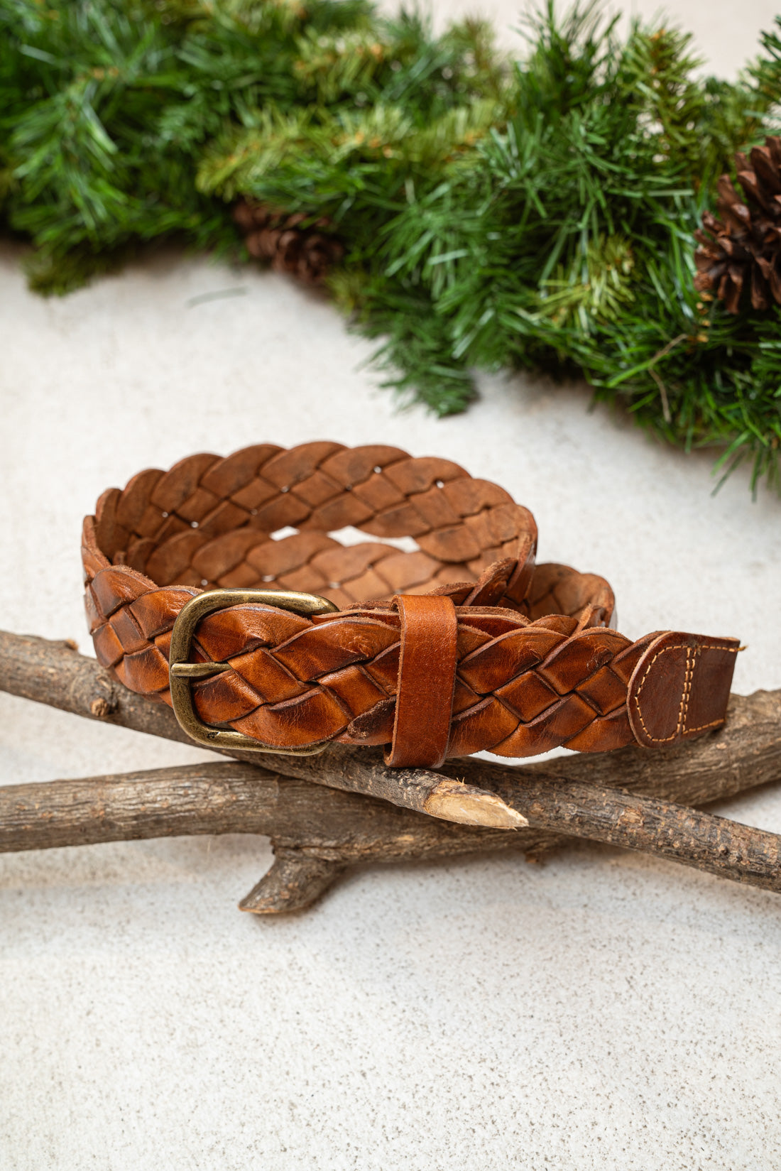 Cinturón trenzado camel
