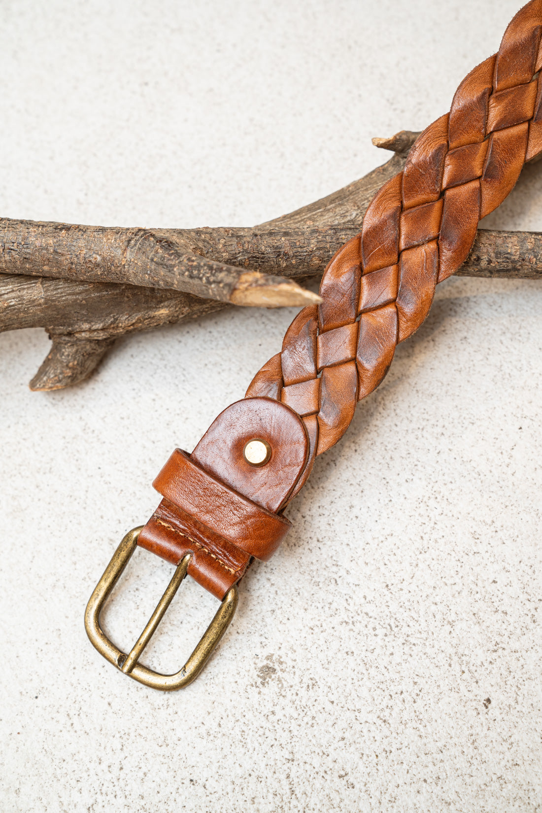 Cinturón trenzado camel