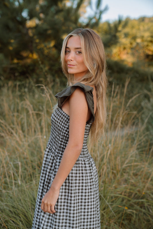 Vestido VICHY volantes choco