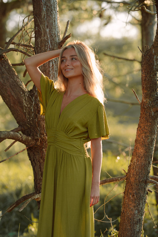 Vestido TURIA mostaza.