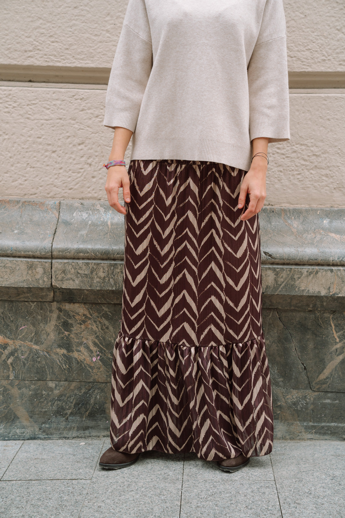 Falda PRADY espiga choco