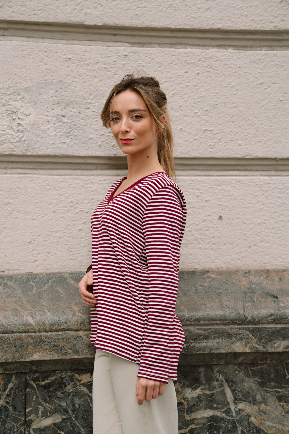 Jersey BIARRITZ rayas burdeos