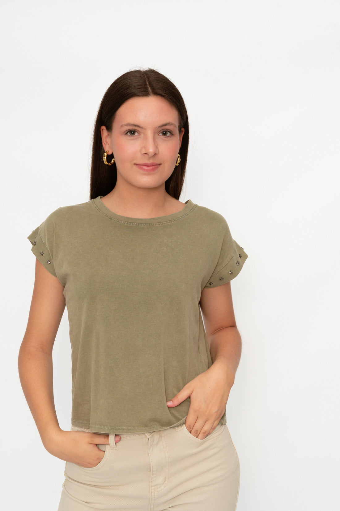 Camiseta STARS kaki (lavado)