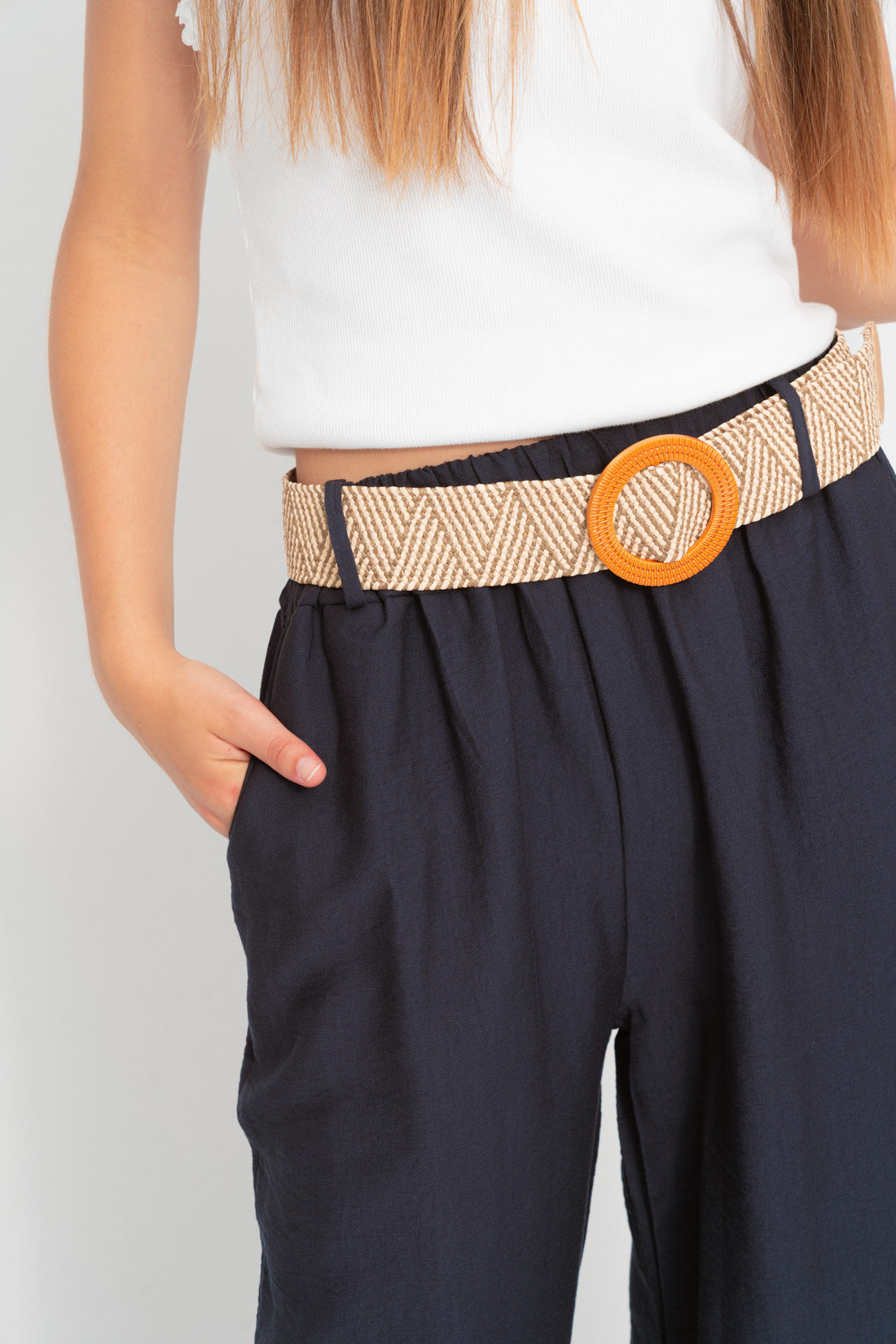Pant RAFH marino cinturón zig zag