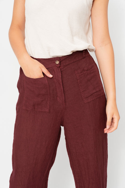 Pantalón lino LAUN vino