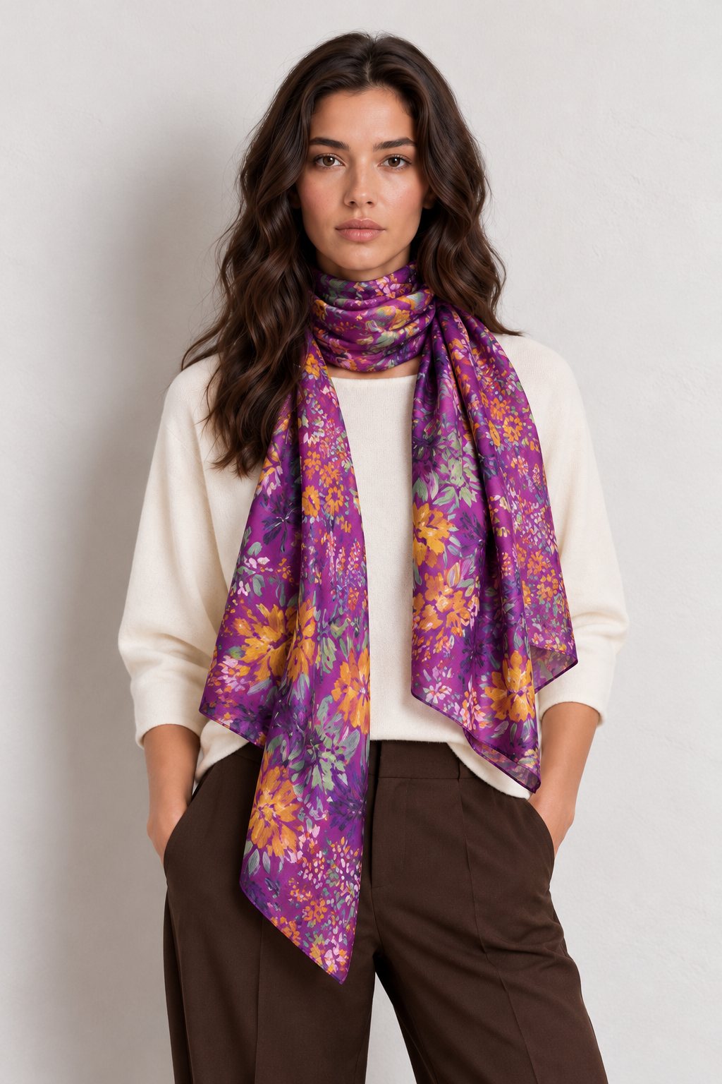Foulard seda ASK 305C berenjena