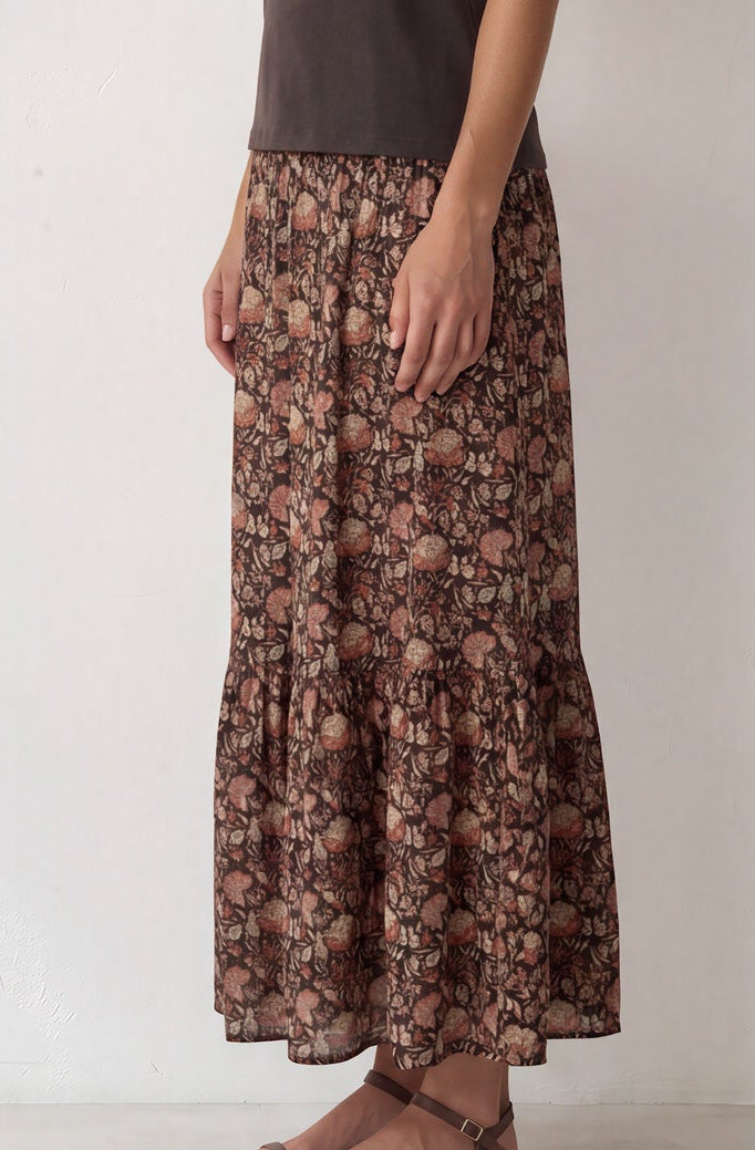 Falda VOILÉ flores choco