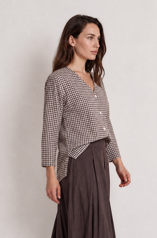 Blusa ELSA vichy choco
