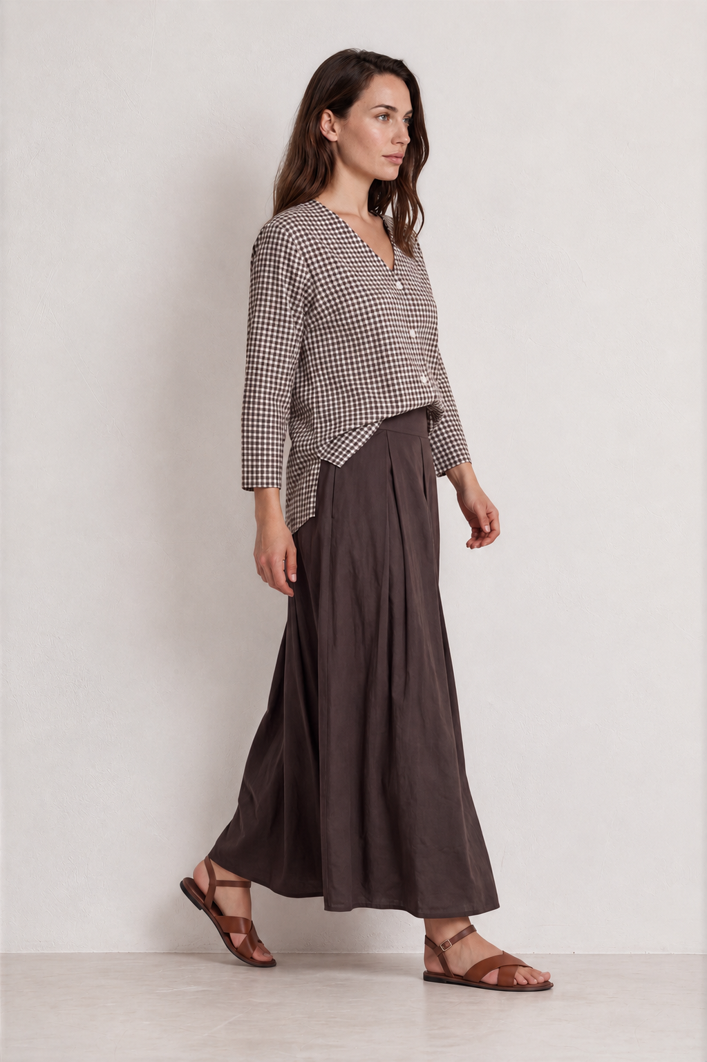 Blusa ELSA vichy choco