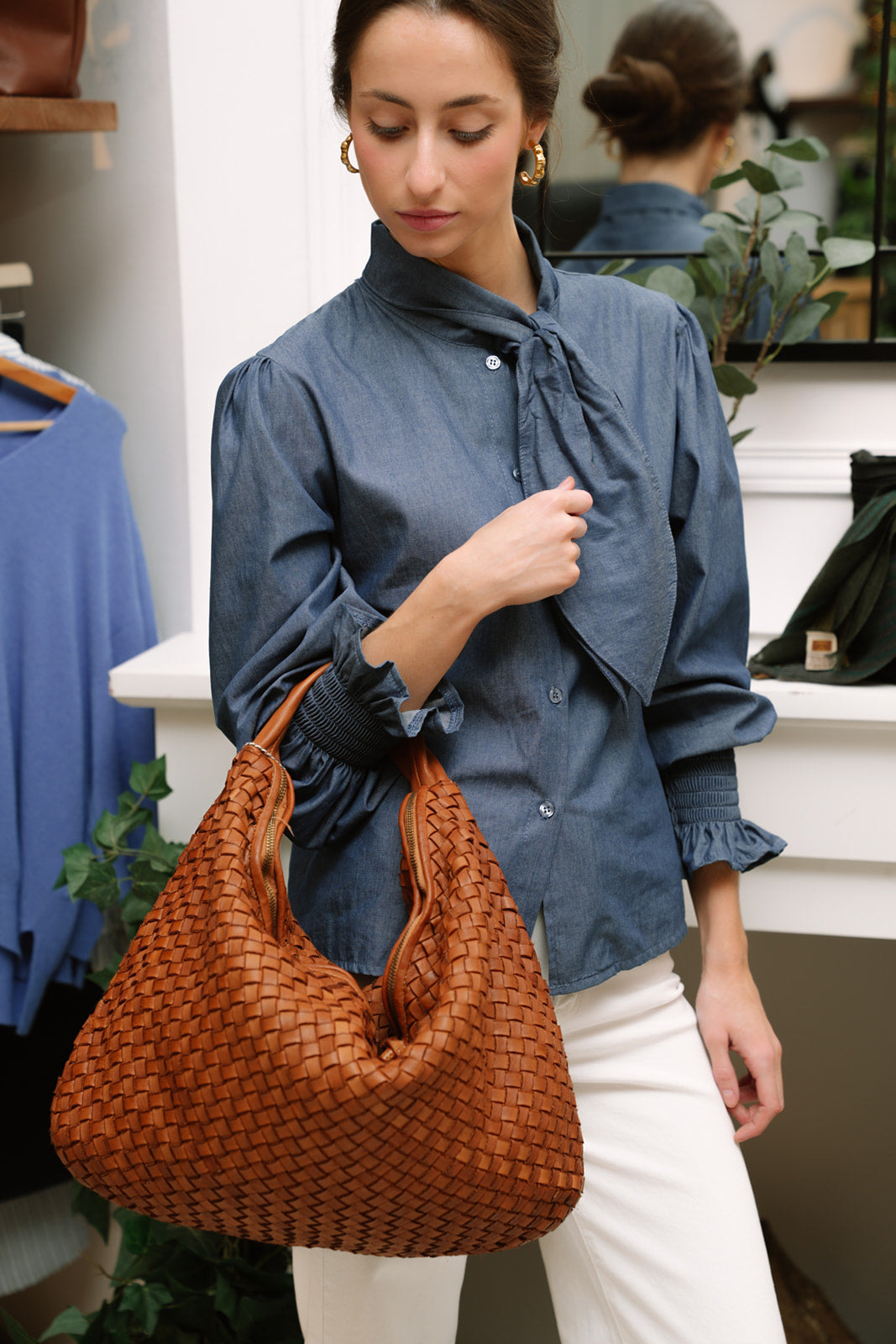 Bolso trenzado BAGGY whisky