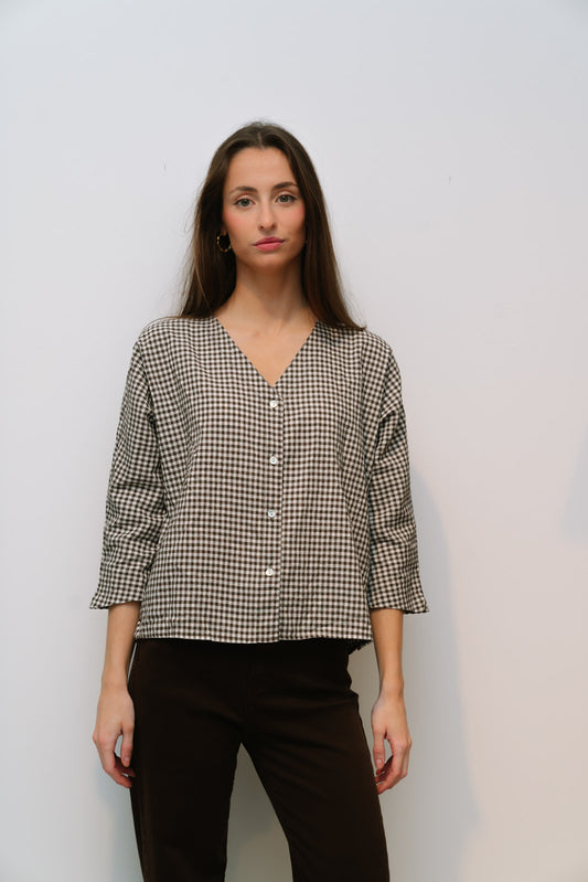 Blusa ELSA vichy choco
