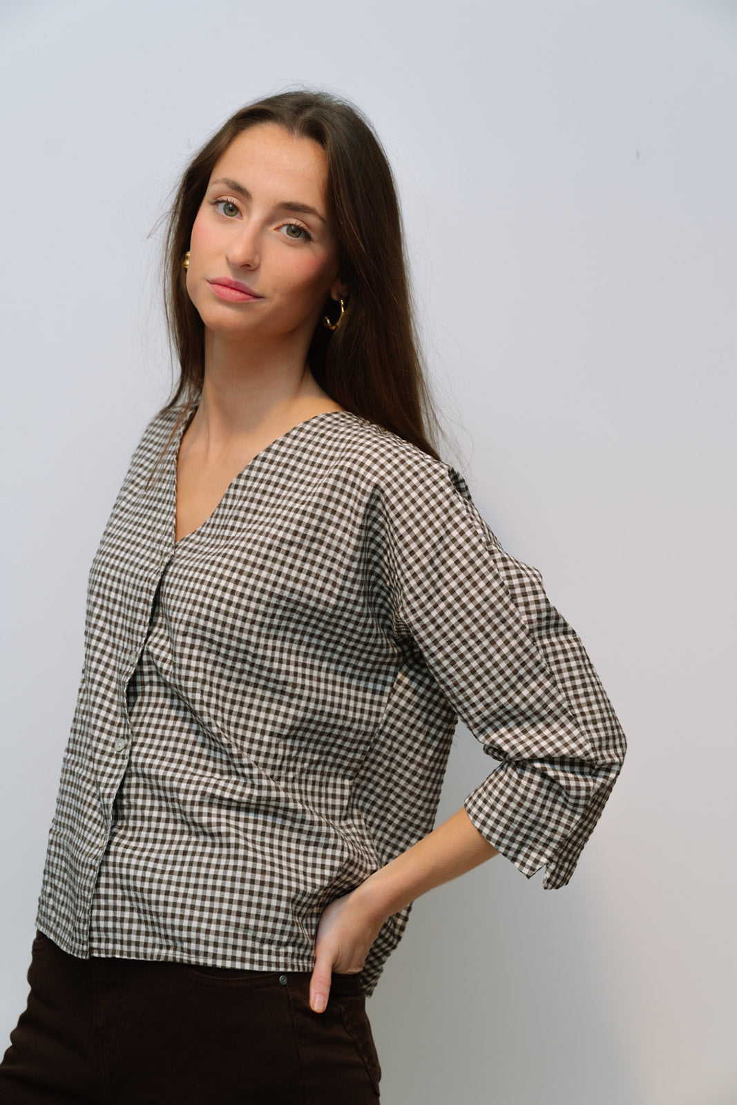 Blusa ELSA vichy choco