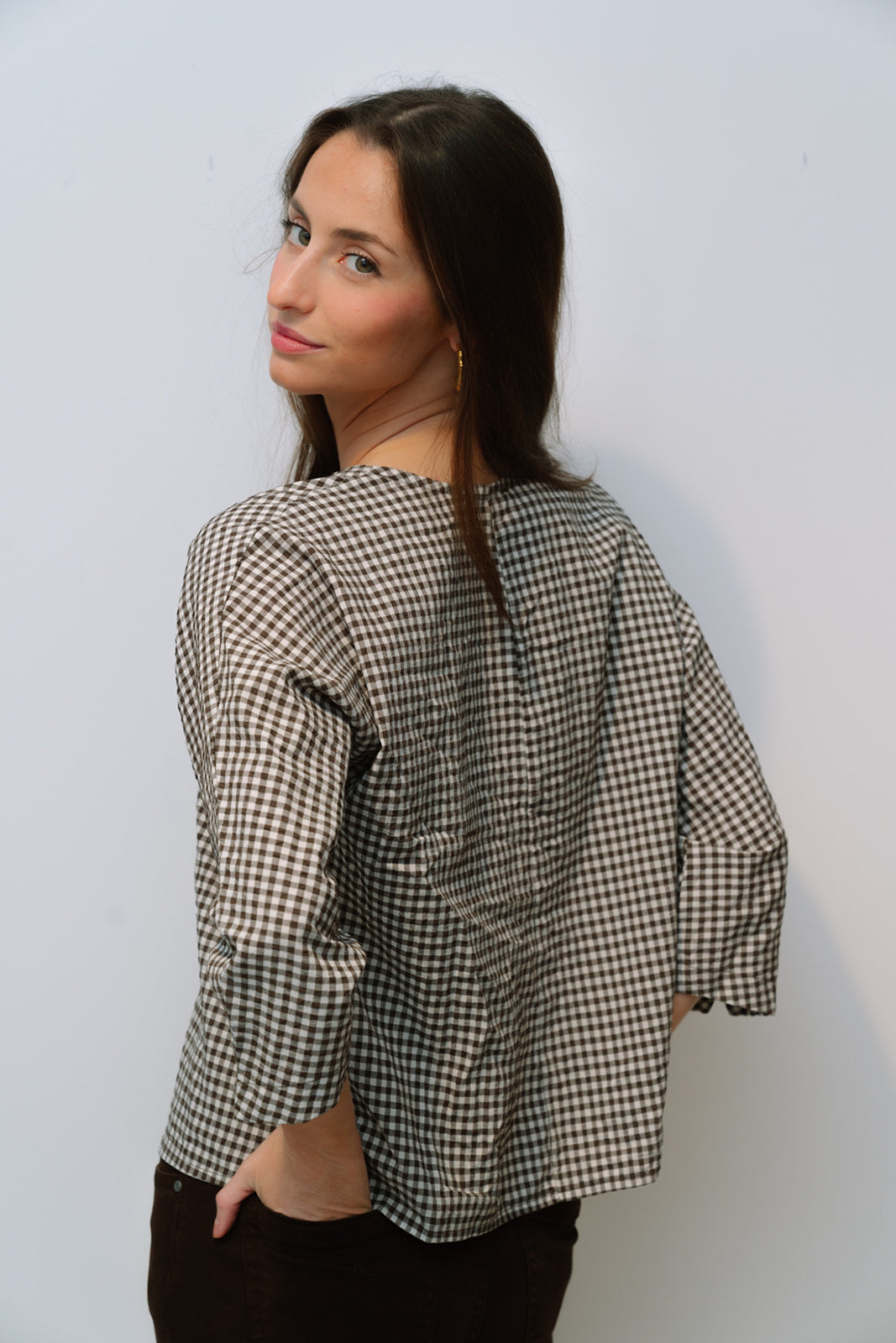 Blusa ELSA vichy choco