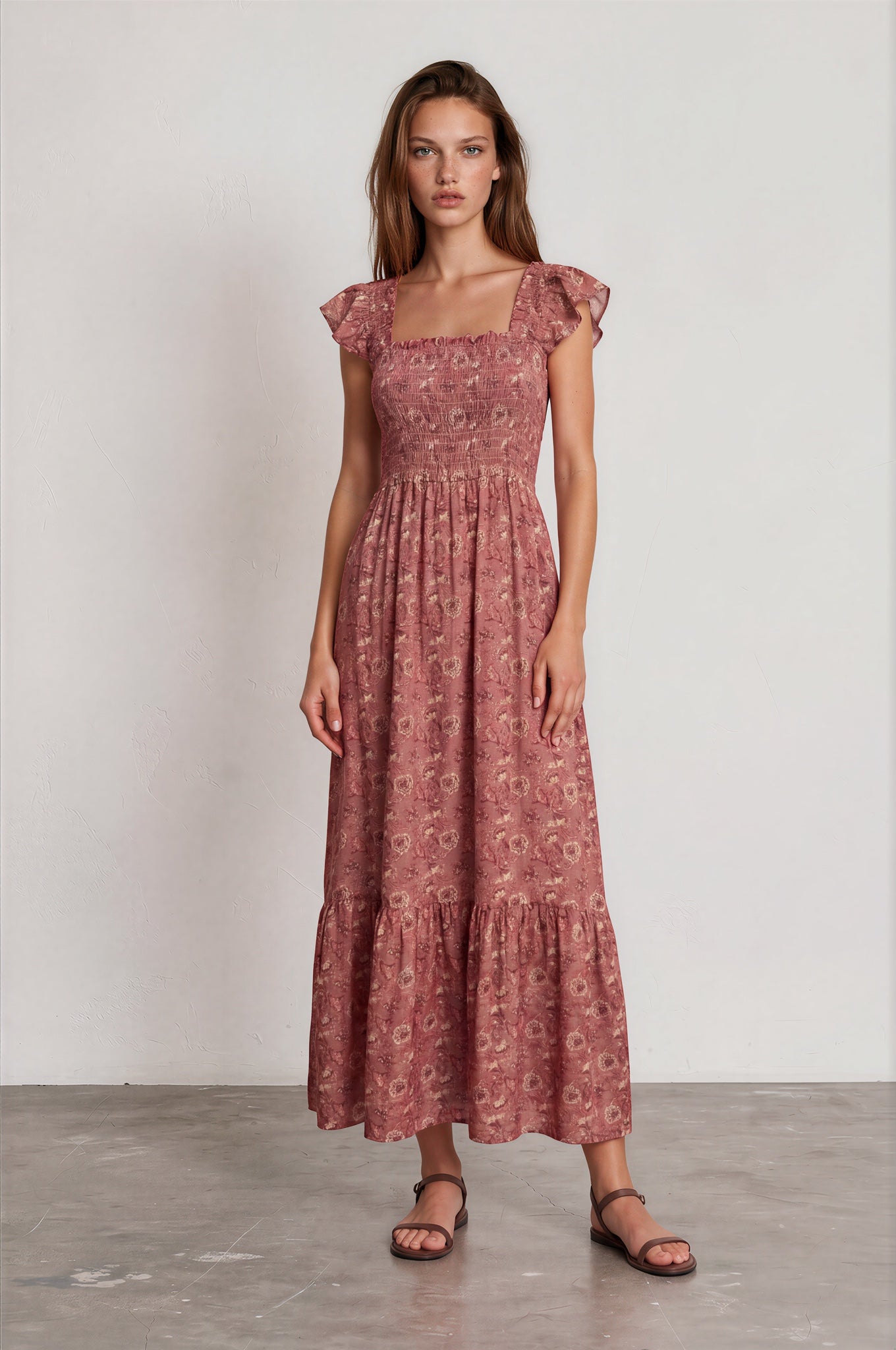 Vestido BEEWY flores rosa palo